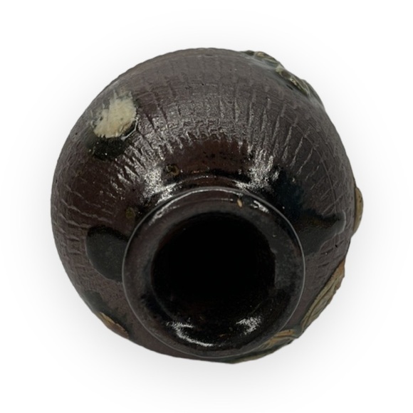 Asian Japanese Ceramic Art Pottery Vase Hut House Tree Decoration Brown Tan Pair - Picture 7 of 11